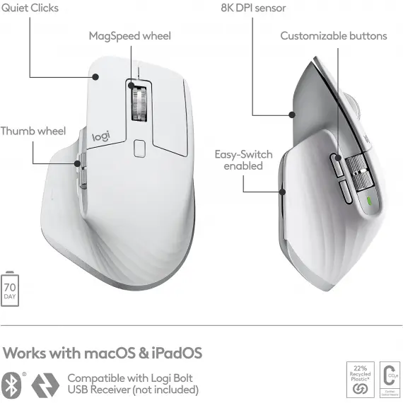 მაუსი LOGITECH MX Master 3S For Mac Performance Wireless Mouse - PALE GREY - BT - EMEA, 3 imageმაუსი LOGITECH MX Master 3S For Mac Performance Wireless Mouse - PALE GREY - BT - EMEA, 3 imageმაუსი LOGITECH MX Master 3S For Mac Performance Wireless Mouse - PALE GREY - BT - EMEA, 3 image